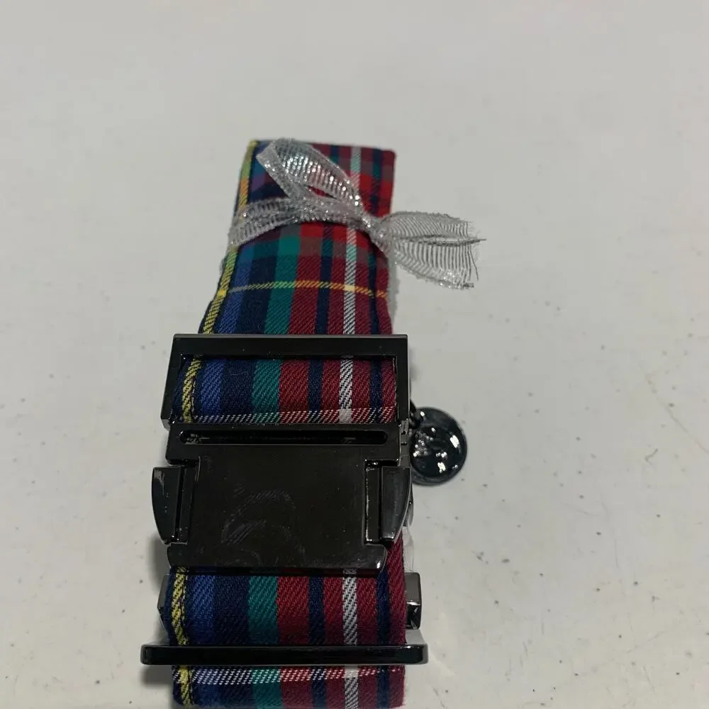 Dogwong Plaid Dog Collar With Bowtie For Medium or Large Dog Brand New
